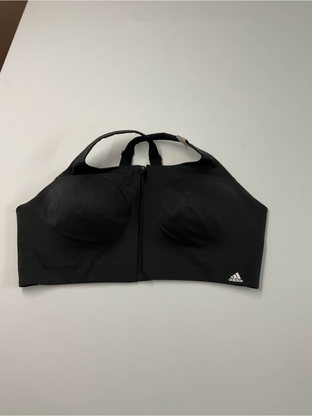 adidas Black Front-Zip High Neck Sports Bra - Picture 3 of 7